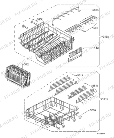 Взрыв-схема посудомоечной машины Merker SILENT42I - Схема узла Basket 160